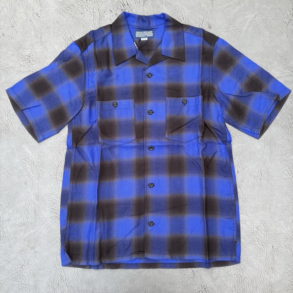 Iron Heart 5oz Bowling Shirt BLUE IHSH-325-BLUE Medium NEW